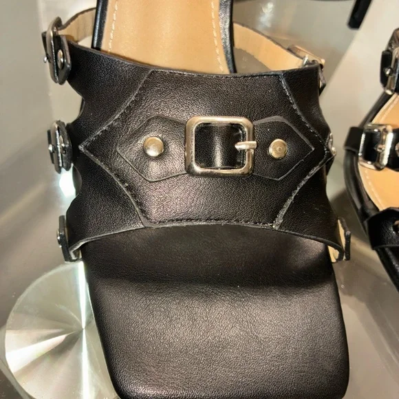 Love Edit Buckle Mule Stiletto | Square Toe Statement Heel | NWT | Black - Picture 5 of 7